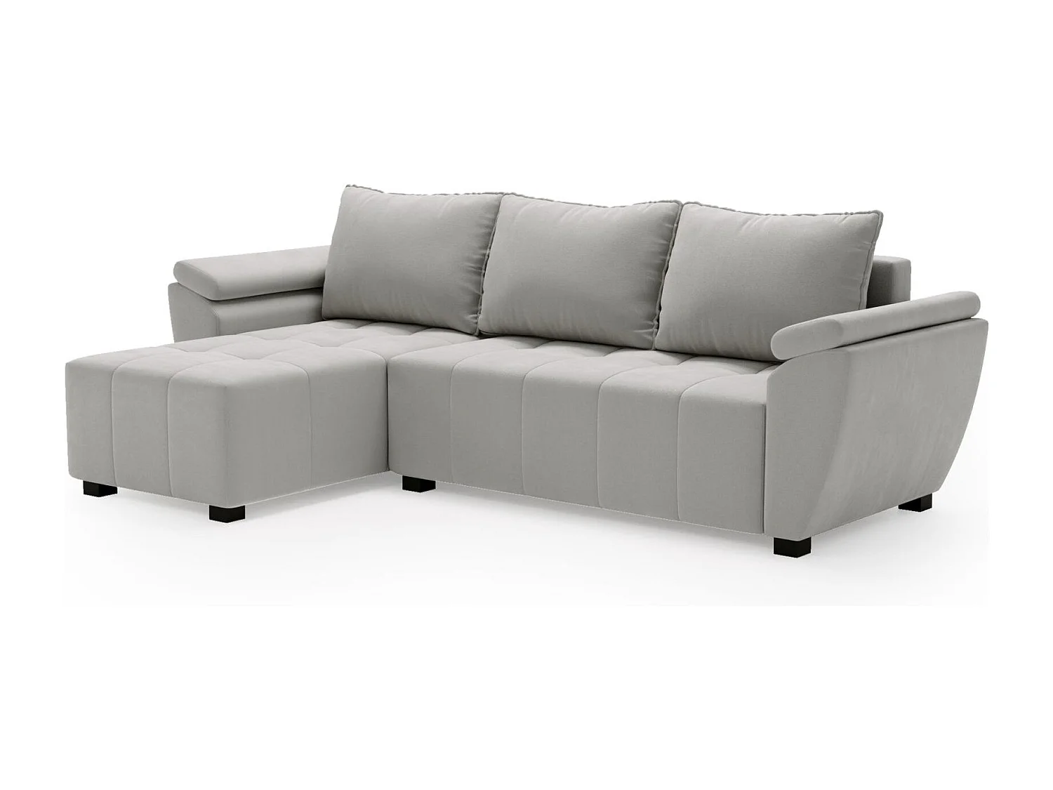 BEDANTE canapé d’angle ZEUS L Monolith 84 gauche gris avec fonction lit canapé en forme de L avec coffre de rangement canapé de salon canapé convertible