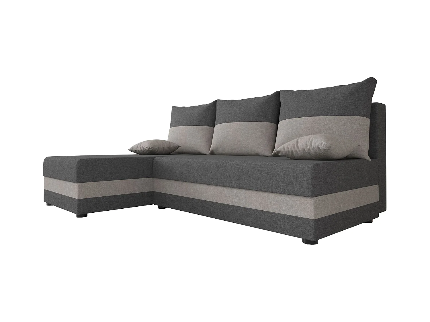 BEDANTE canapé d'angle HEWLET L Sawana 05+21 gauche gris/beige avec fonction de couchage canapé en forme de L
