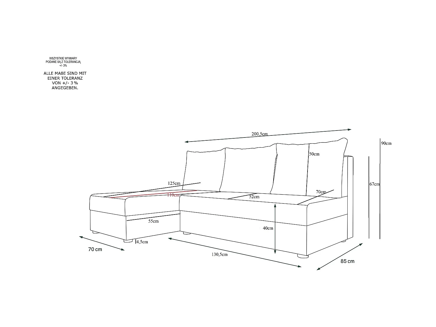 BEDANTE canapé d'angle HEWLET L Sawana 05+21 gauche gris/beige avec fonction de couchage canapé en forme de L