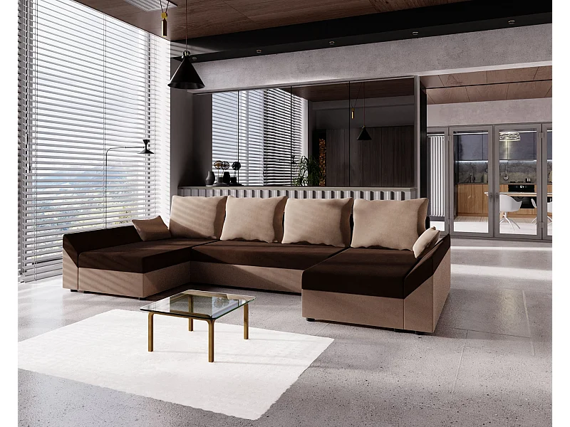 BEDANTE Ecksofa DANTE U Rainbow 05 + 20 Braun U-Form, Sofa mit Stauraum, Bettkasten, Wohnzimmersofa, Couch, Sofa, Bettsofa