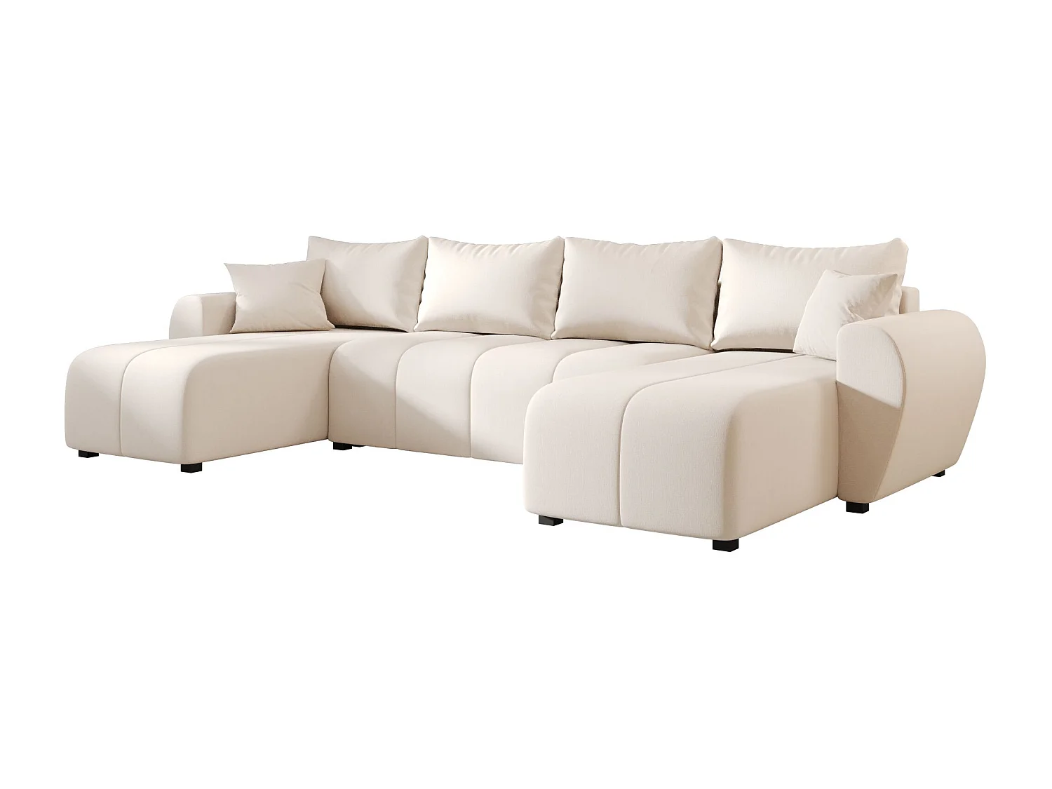 Canapé d'angle BEDANTE MOLISA U Cosmic 10 noir avec fonction couchage Canapé d'angle en forme de U avec espace de rangement Coffre à literie