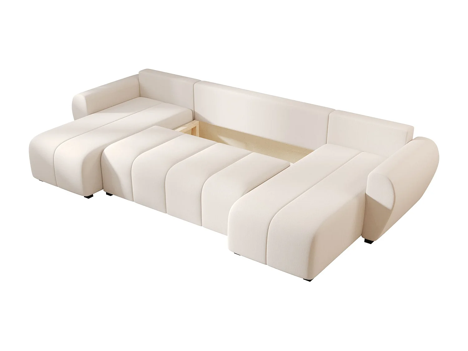 Canapé d'angle BEDANTE MOLISA U Cosmic 10 noir avec fonction couchage Canapé d'angle en forme de U avec espace de rangement Coffre à literie