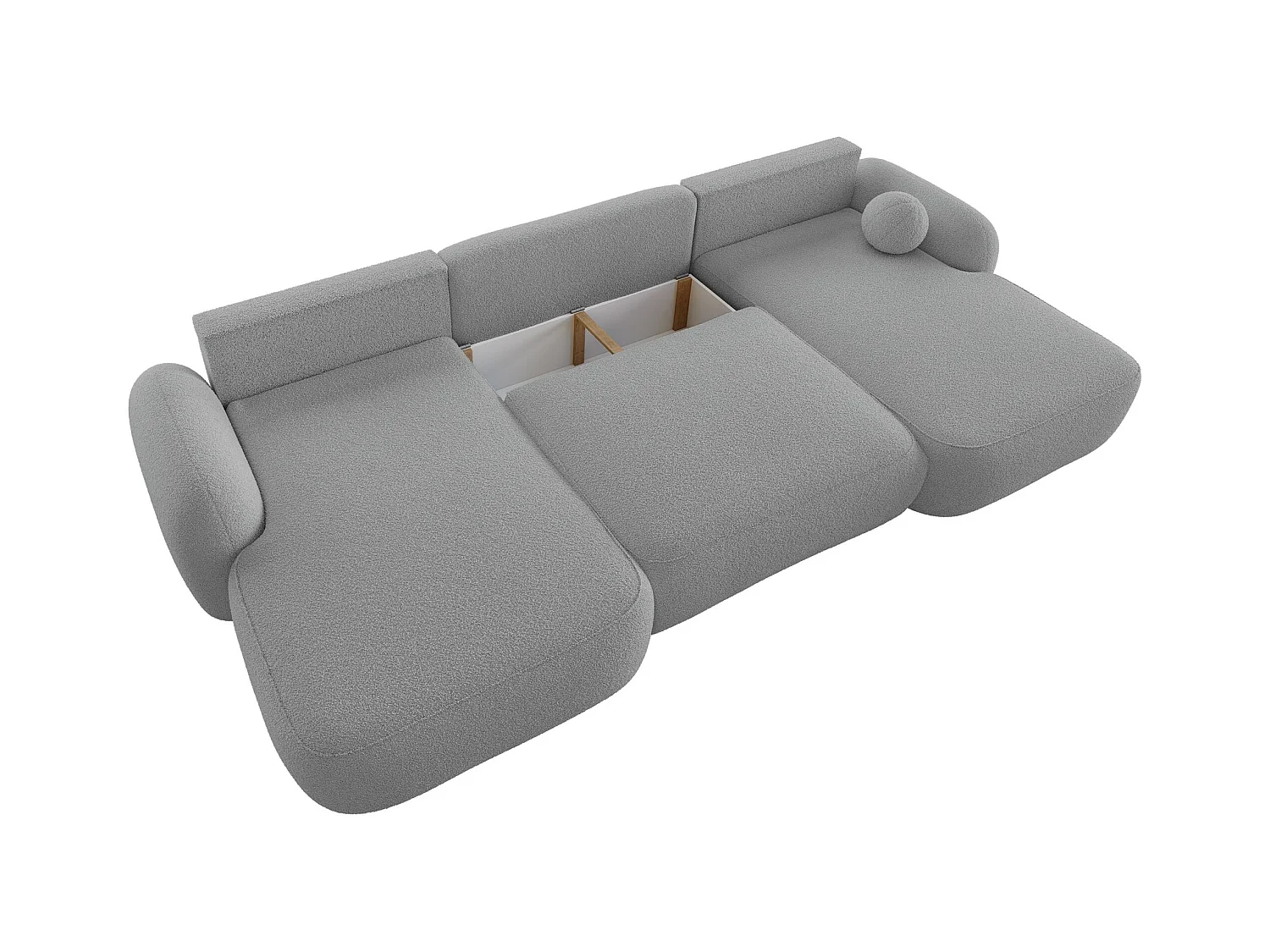 BEDANTE Canapé d’angle en U MOLLY U TERRA FROTTE 05 gris avec fonction lit avec coffre de rangement