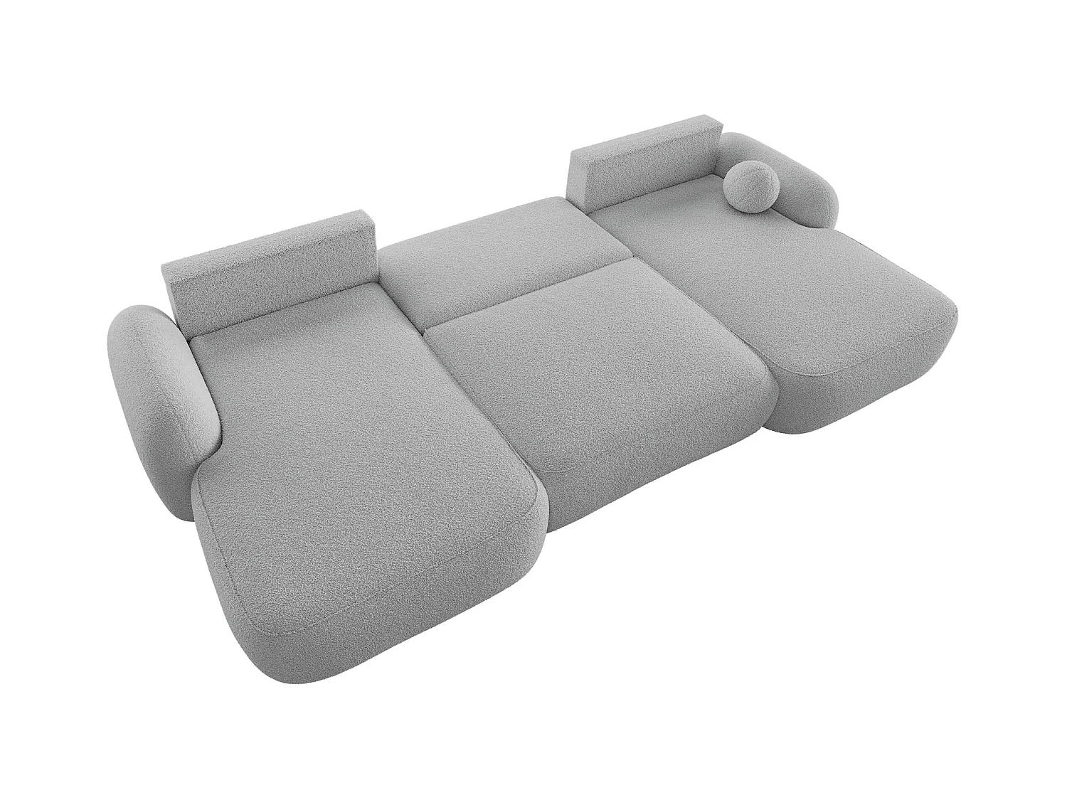 BEDANTE Canapé d’angle en U MOLLY U TERRA FROTTE 05 gris avec fonction lit avec coffre de rangement