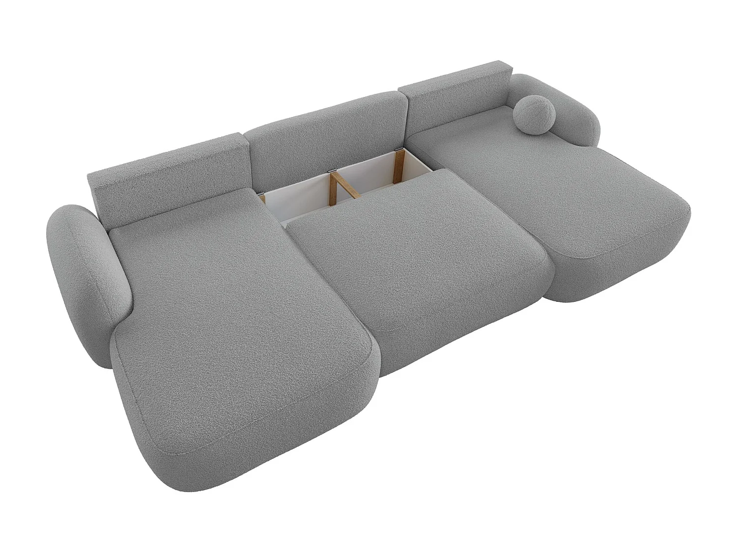 BEDANTE Canapé d’angle en U MOLLY U TERRA FROTTE 05 gris avec fonction lit avec coffre de rangement