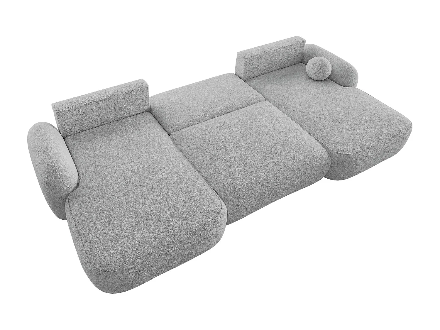 BEDANTE Canapé d’angle en U MOLLY U TERRA FROTTE 05 gris avec fonction lit avec coffre de rangement