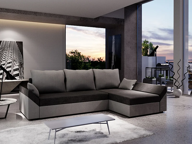 BEDANTE Narożnik DANTE L prawy Rainbow 15 + 27 Czarny/Szary