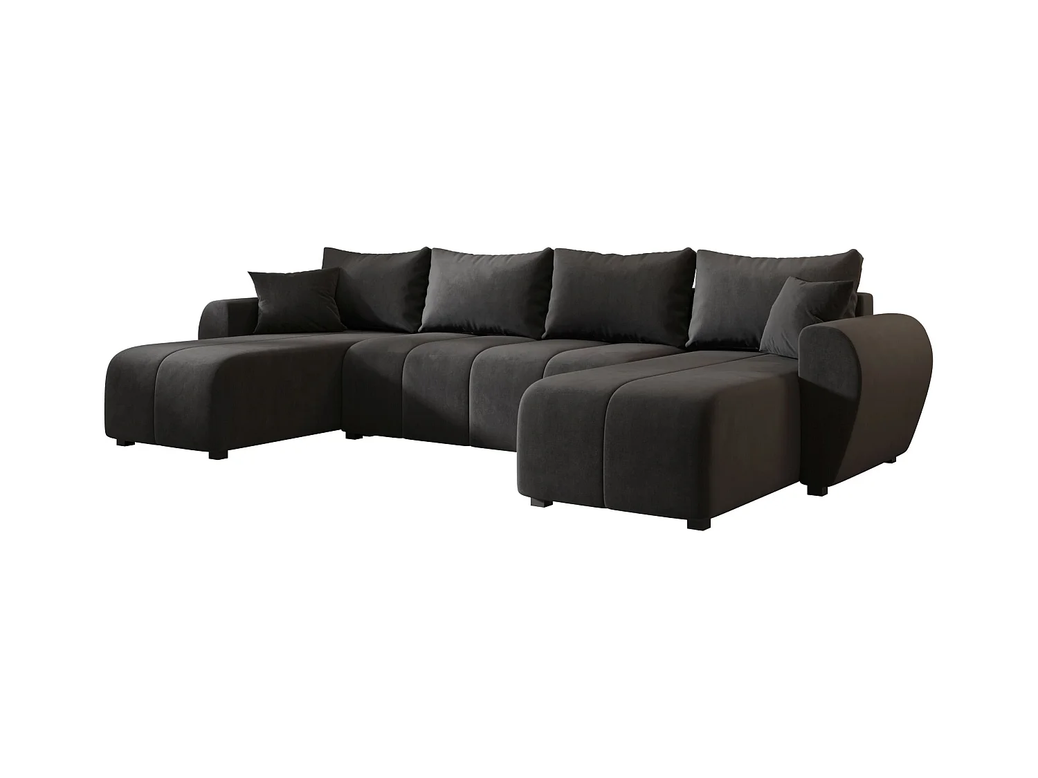Canapé d'angle BEDANTE MOLISA U itaka 27 noir avec fonction couchage Canapé d'angle en forme de U avec espace de rangement Coffre à literie