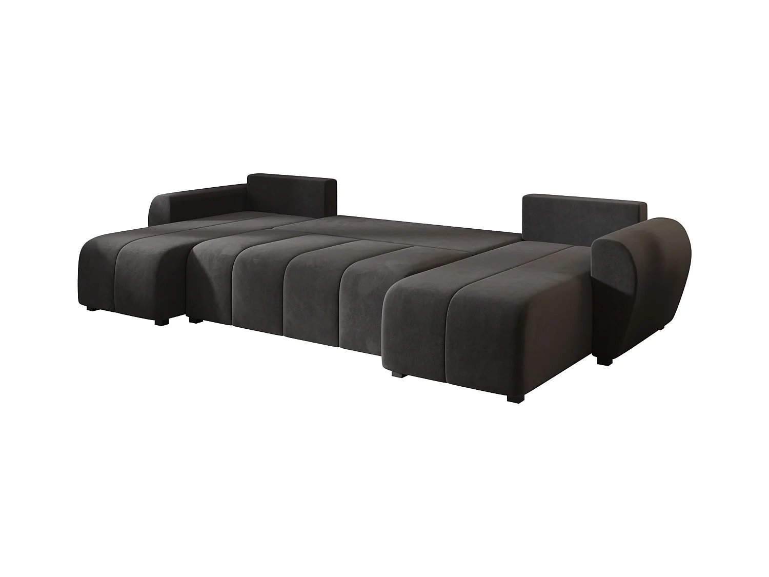 Canapé d'angle BEDANTE MOLISA U itaka 27 noir avec fonction couchage Canapé d'angle en forme de U avec espace de rangement Coffre à literie