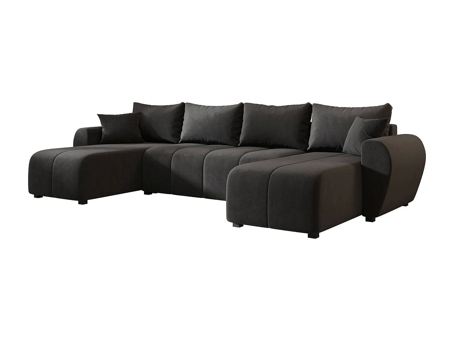 Canapé d'angle BEDANTE MOLISA U itaka 27 noir avec fonction couchage Canapé d'angle en forme de U avec espace de rangement Coffre à literie