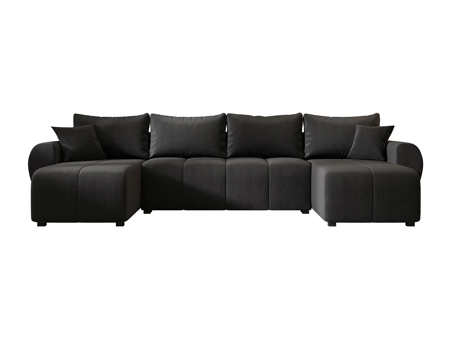 Canapé d'angle BEDANTE MOLISA U itaka 27 noir avec fonction couchage Canapé d'angle en forme de U avec espace de rangement Coffre à literie