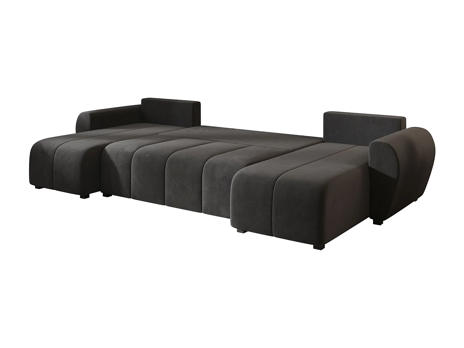 Canapé d'angle BEDANTE MOLISA U itaka 27 noir avec fonction couchage Canapé d'angle en forme de U avec espace de rangement Coffre à literie