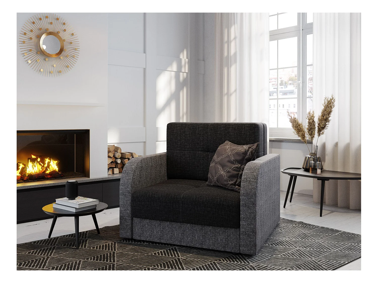 BEDANTE SOFA TWICE 80 mit Schlaffunktion KORNET 10+02 Grau mit Stauraum Bettkasten Wohnzimmersofa Couch Sofa Bettsofa Bettkasten Bettcouch