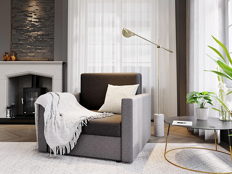 BEDANTE canapé HEVEN 80 avec fonction de couchage SAWANA 05+21 gris