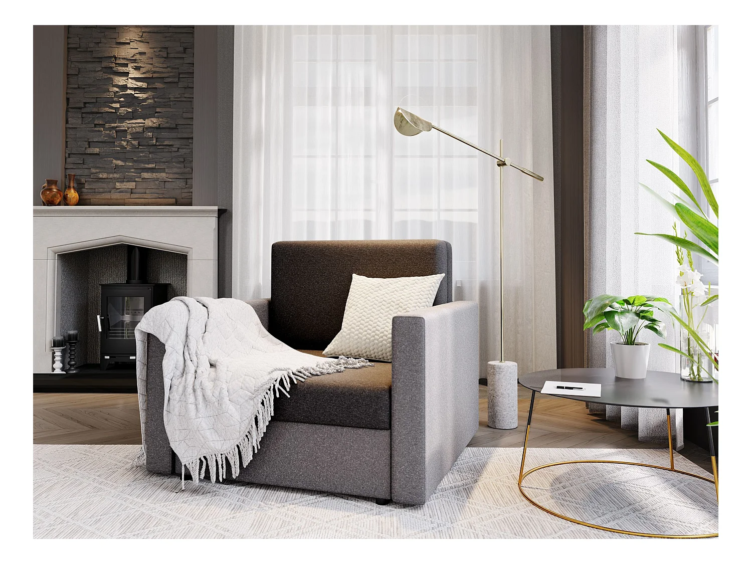 BEDANTE SOFA HEVEN 80 mit Schlaffunktion SAWANA 05+21 Grau mit Stauraum Bettkasten Wohnzimmersofa Couch Sofa Bettsofa Bettkasten Bettcouch