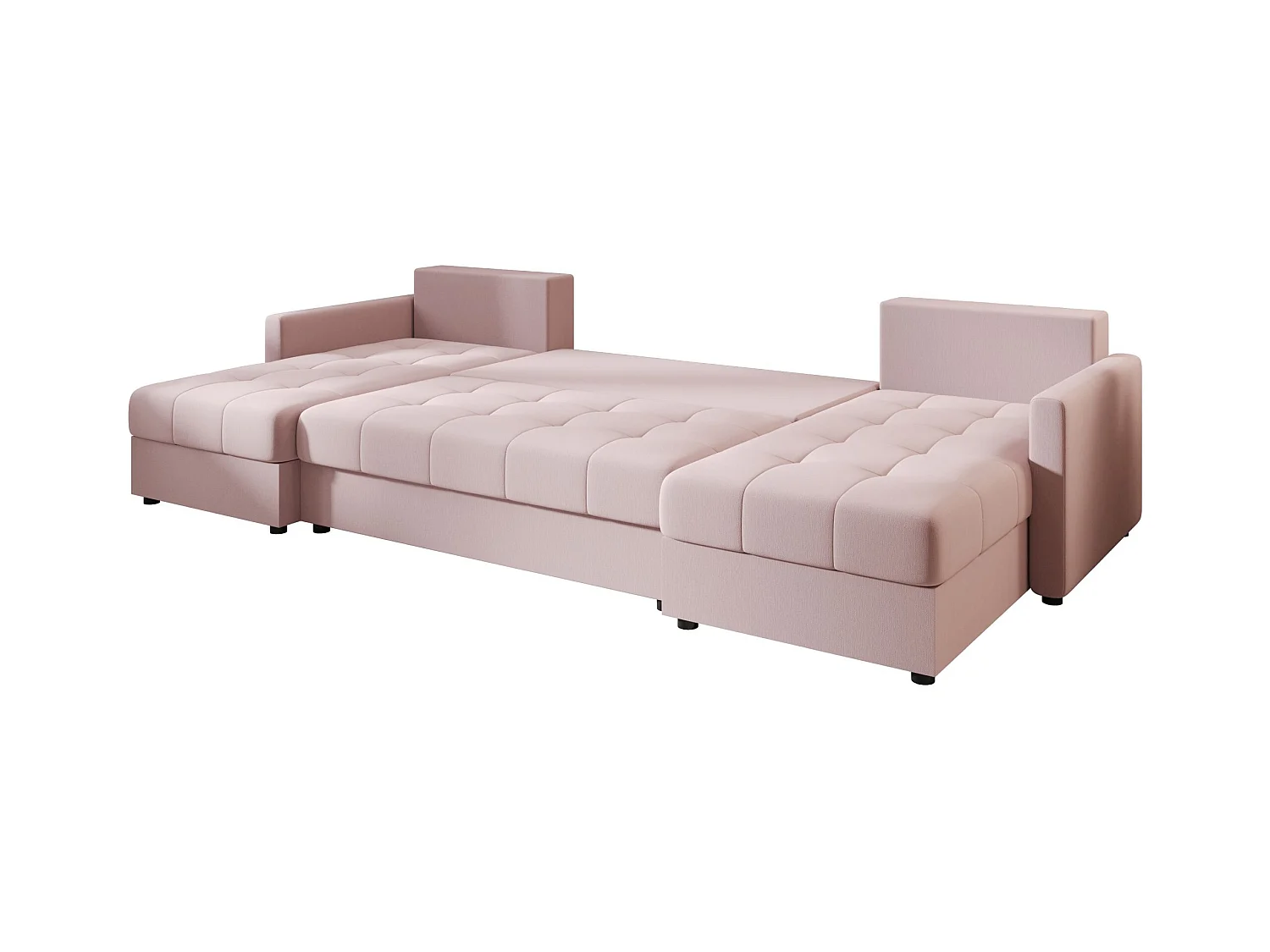 BEDANTE canapé d'angle MOS U BIS Cosmic 14 rose avec fonction de couchage canapé en U avec coffre de rangement