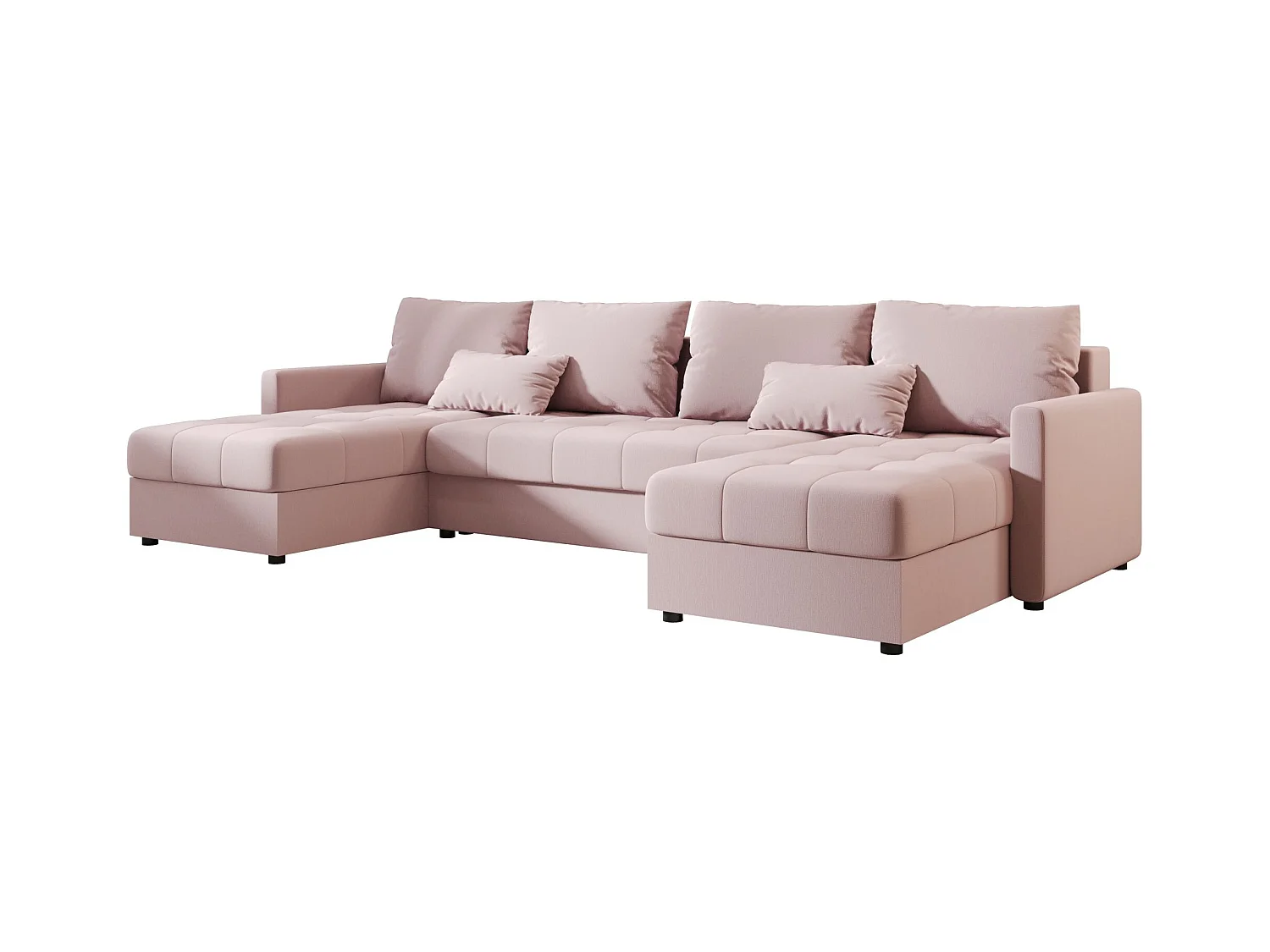 BEDANTE canapé d'angle MOS U BIS Cosmic 14 rose avec fonction de couchage canapé en U avec coffre de rangement