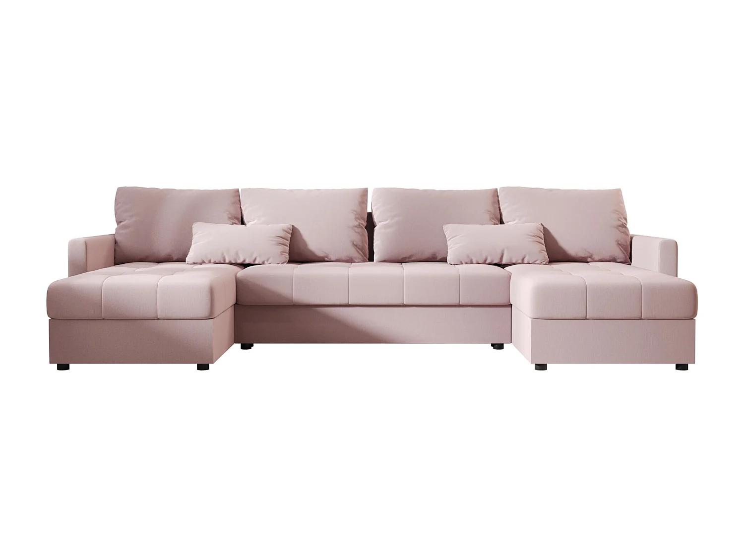 BEDANTE canapé d'angle MOS U BIS Cosmic 14 rose avec fonction de couchage canapé en U avec coffre de rangement