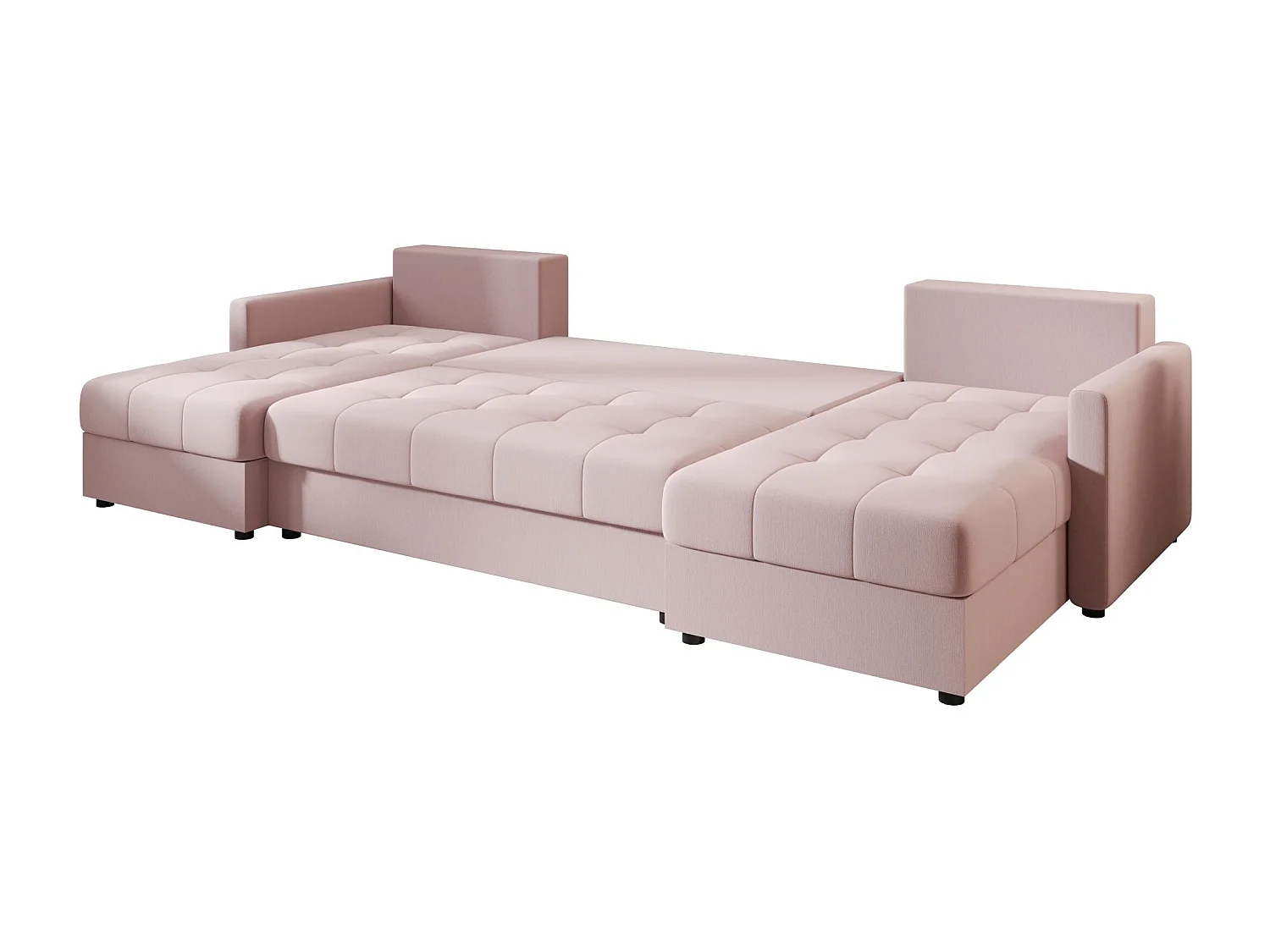 BEDANTE canapé d'angle MOS U BIS Cosmic 14 rose avec fonction de couchage canapé en U avec coffre de rangement