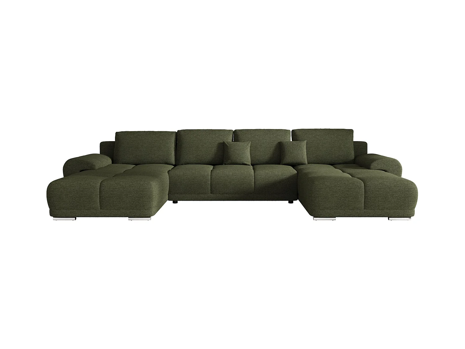 BEDANTE canapé d'angle BEGA U Links ARAGON 39 vert avec fonction de couchage canapé en forme de U avec coffre de rangement