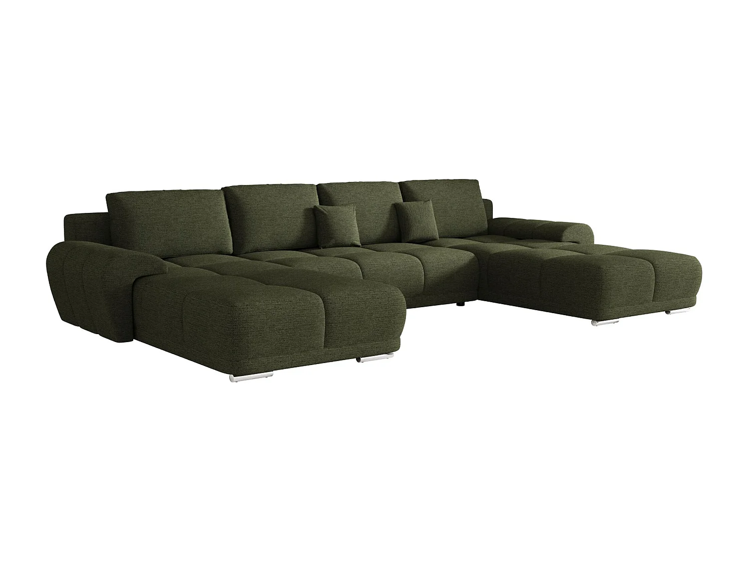BEDANTE canapé d'angle BEGA U Links ARAGON 39 vert avec fonction de couchage canapé en forme de U avec coffre de rangement