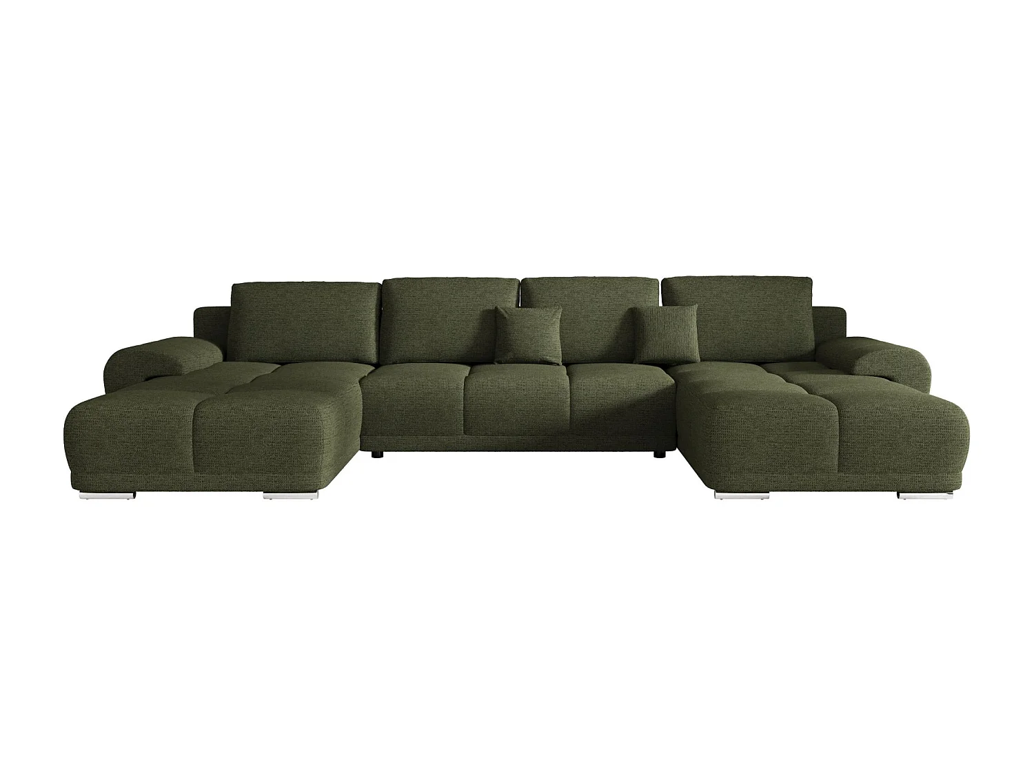 BEDANTE canapé d'angle BEGA U Links ARAGON 39 vert avec fonction de couchage canapé en forme de U avec coffre de rangement