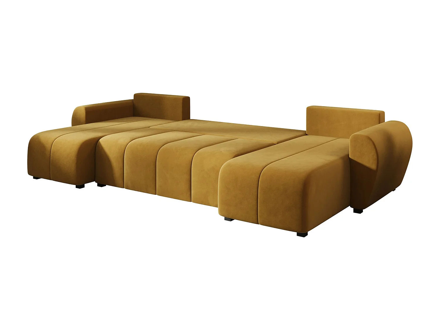 Canapé d'angle BEDANTE MOLISA U itaka 33 noir avec fonction couchage Canapé d'angle en forme de U avec espace de rangement Coffre à literie