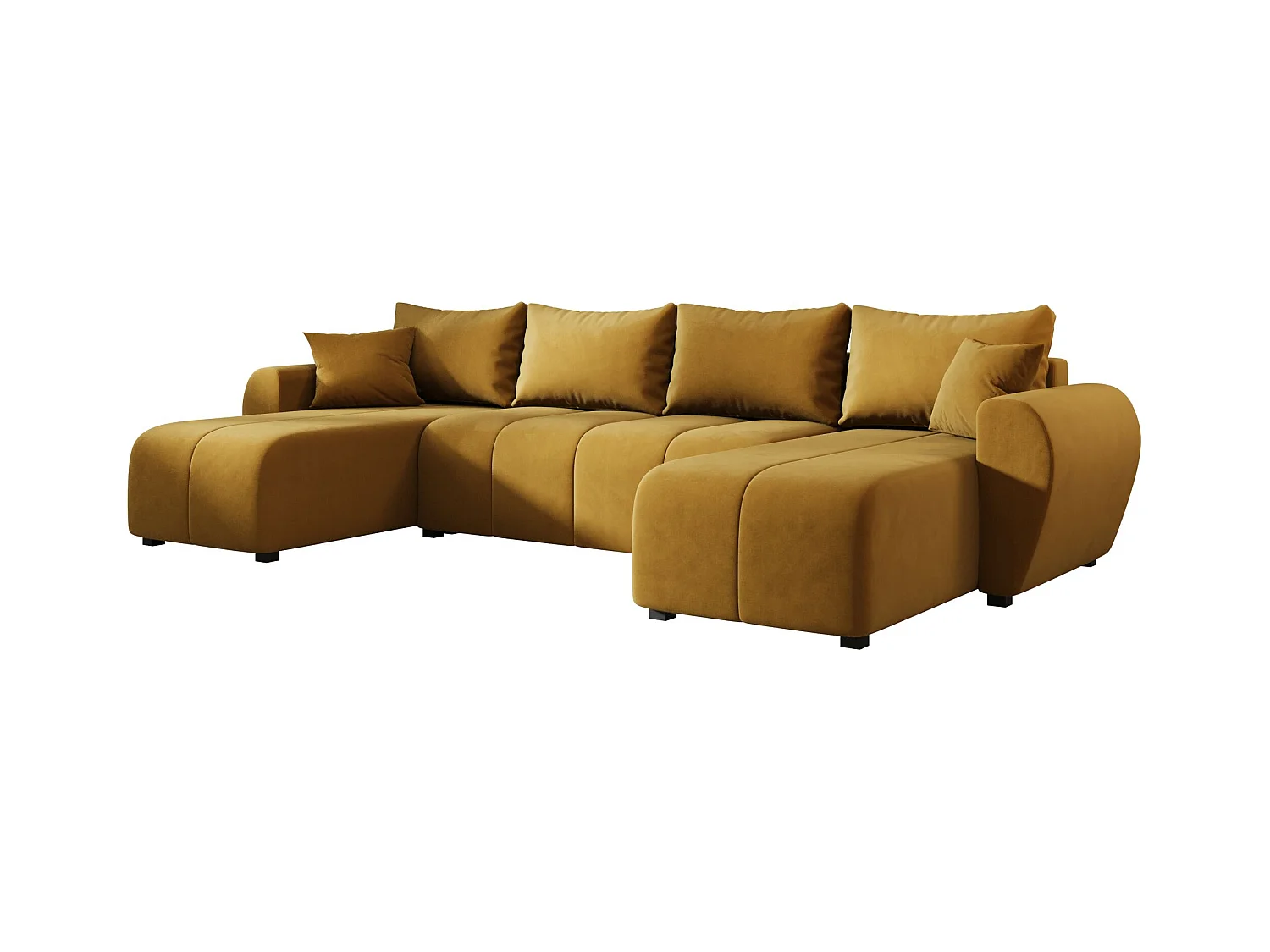 Canapé d'angle BEDANTE MOLISA U itaka 33 noir avec fonction couchage Canapé d'angle en forme de U avec espace de rangement Coffre à literie