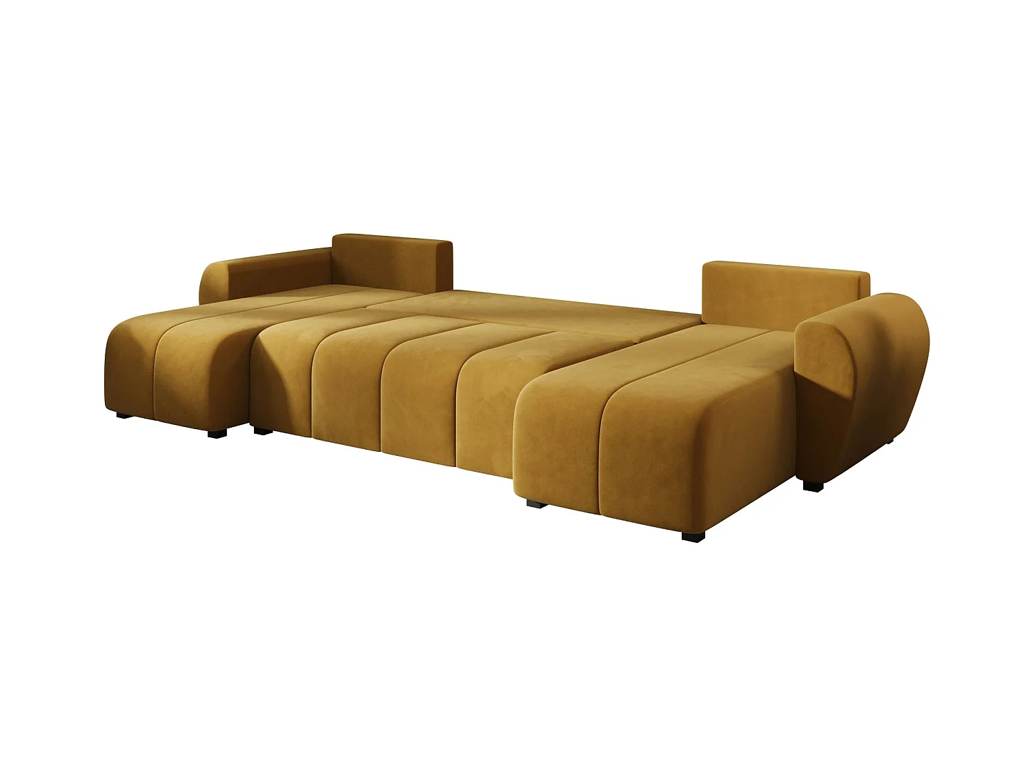 Canapé d'angle BEDANTE MOLISA U itaka 33 noir avec fonction couchage Canapé d'angle en forme de U avec espace de rangement Coffre à literie