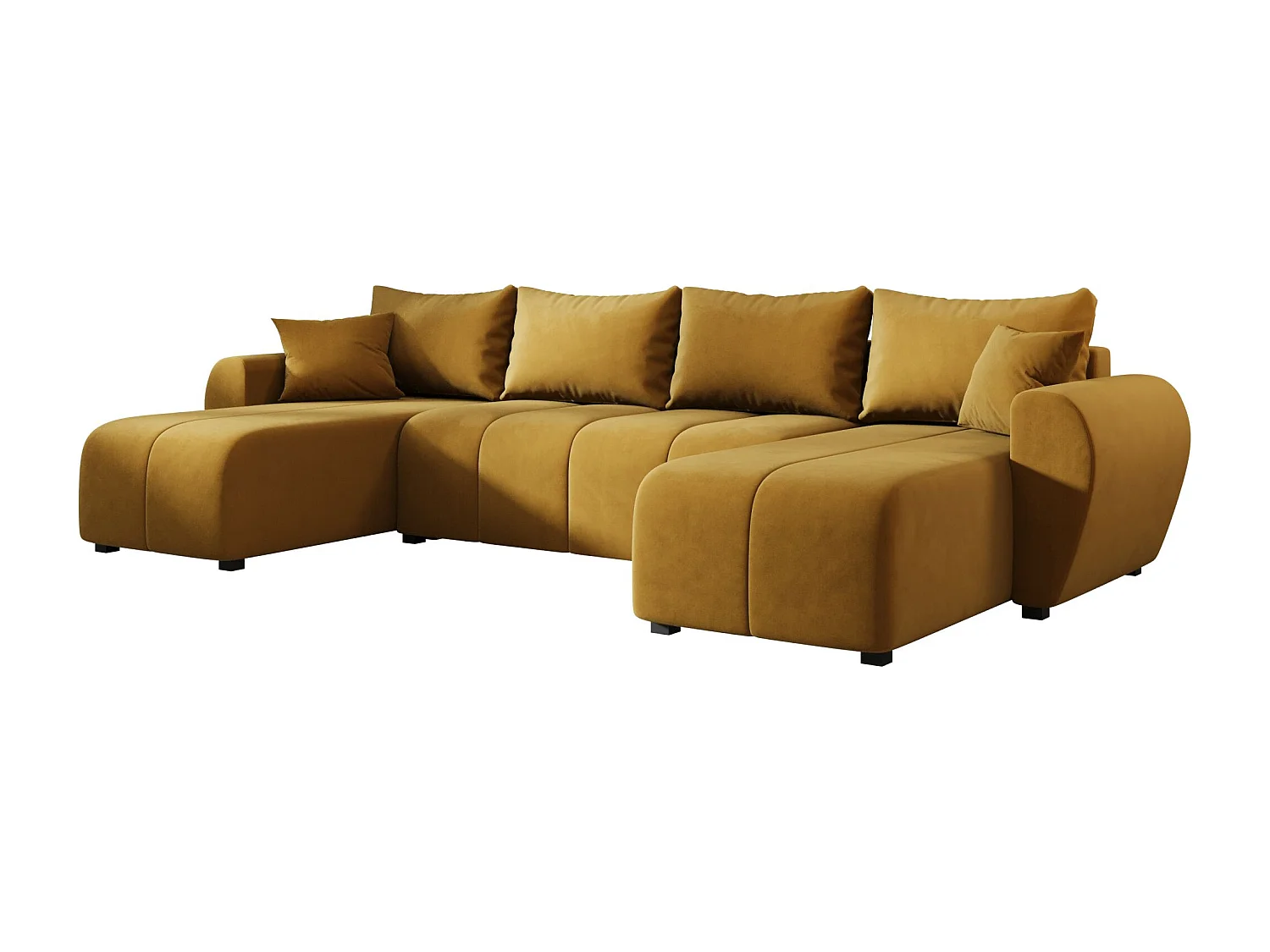 Canapé d'angle BEDANTE MOLISA U itaka 33 noir avec fonction couchage Canapé d'angle en forme de U avec espace de rangement Coffre à literie