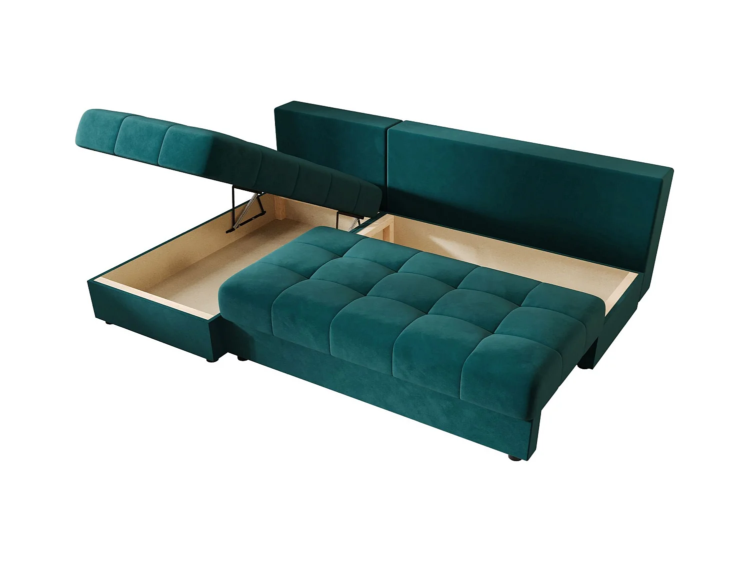 BEDANTE canapé d’angle MOS L Itaka 39 gauche turquoise avec fonction de couchage canapé en forme de L avec coffre de rangement