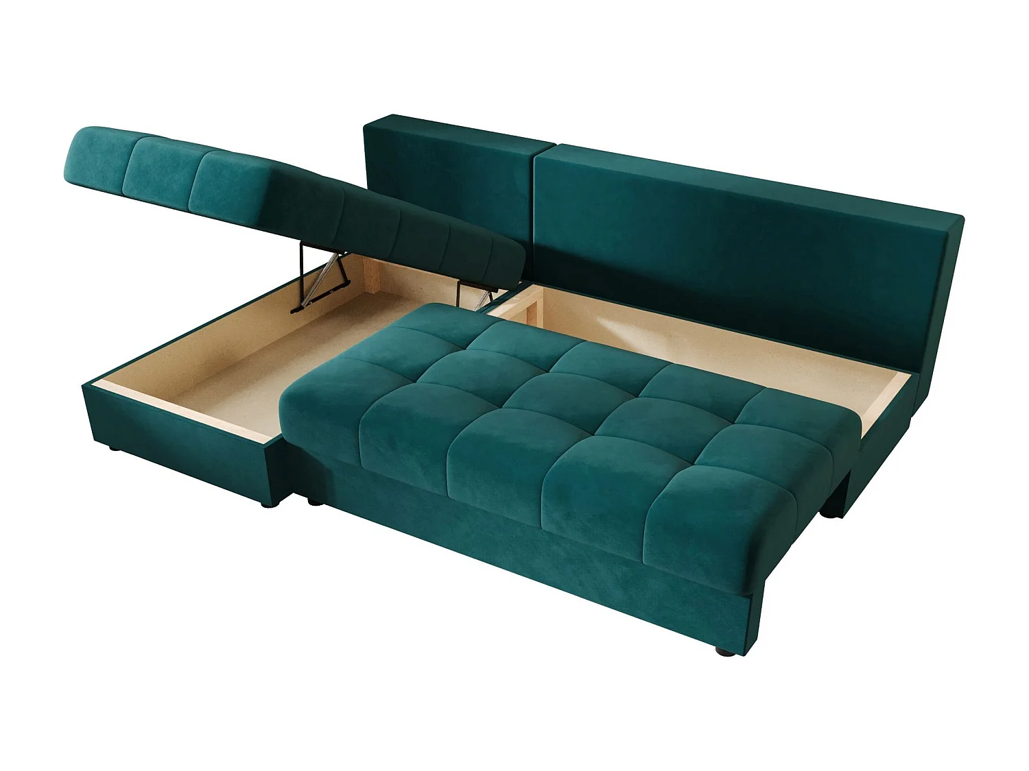 BEDANTE canapé d’angle MOS L Itaka 39 gauche turquoise avec fonction de couchage canapé en forme de L avec coffre de rangement