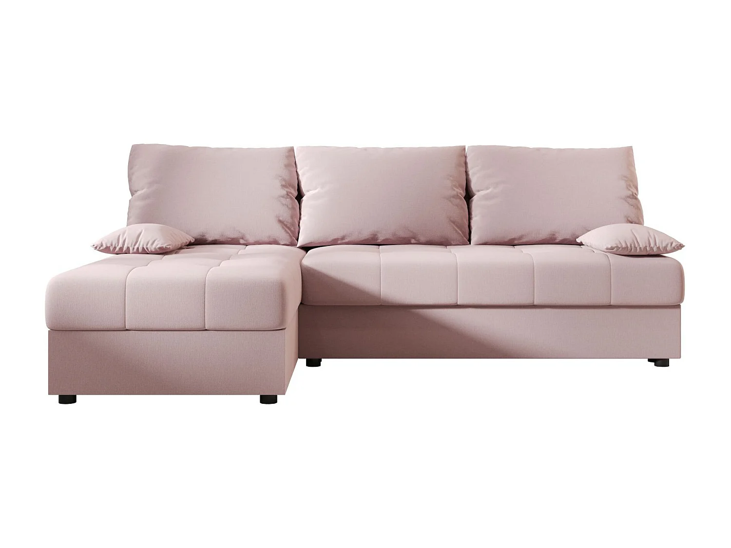 BEDANTE Canapé d’angle MOS L Cosmic 14 Rose Gauche avec fonction lit, canapé en L avec coffre de rangement, canapé-lit, canapé convertible