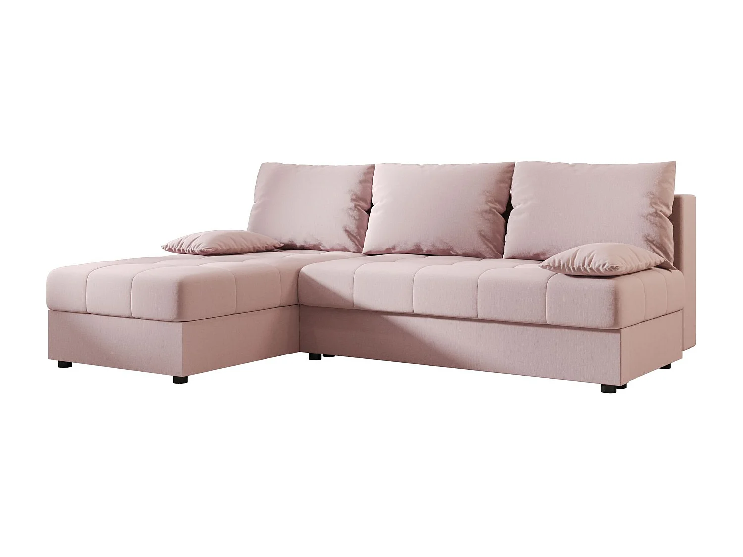 BEDANTE Canapé d’angle MOS L Cosmic 14 Rose Gauche avec fonction lit, canapé en L avec coffre de rangement, canapé-lit, canapé convertible