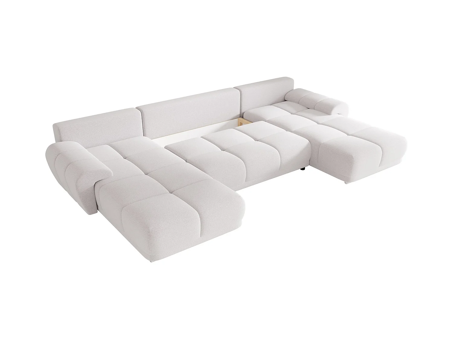 BEDANTE canapé d'angle BEGA U Links ARAGON 01 blanc avec fonction de couchage canapé en forme de U avec coffre de rangement