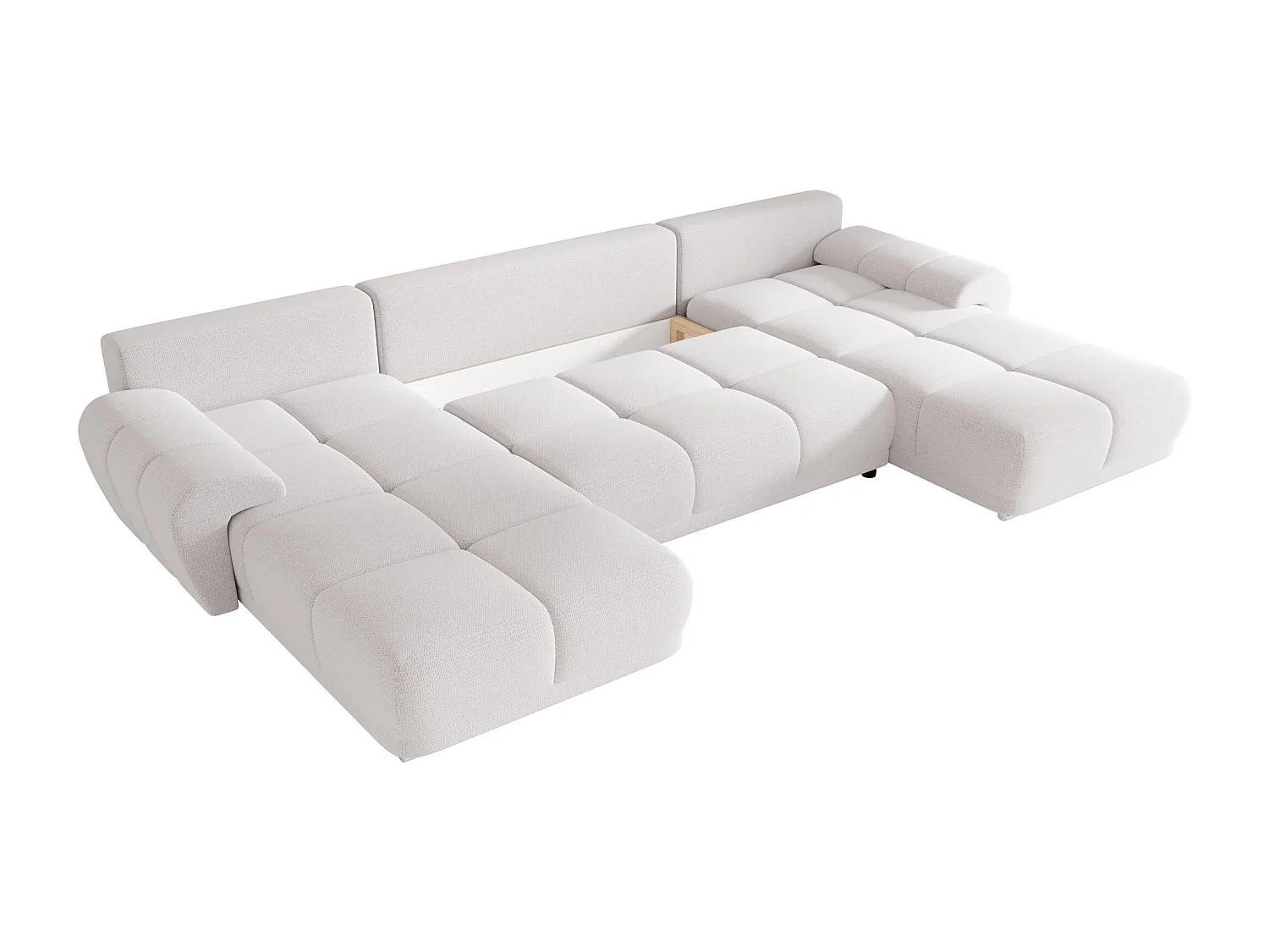 BEDANTE canapé d'angle BEGA U Links ARAGON 01 blanc avec fonction de couchage canapé en forme de U avec coffre de rangement