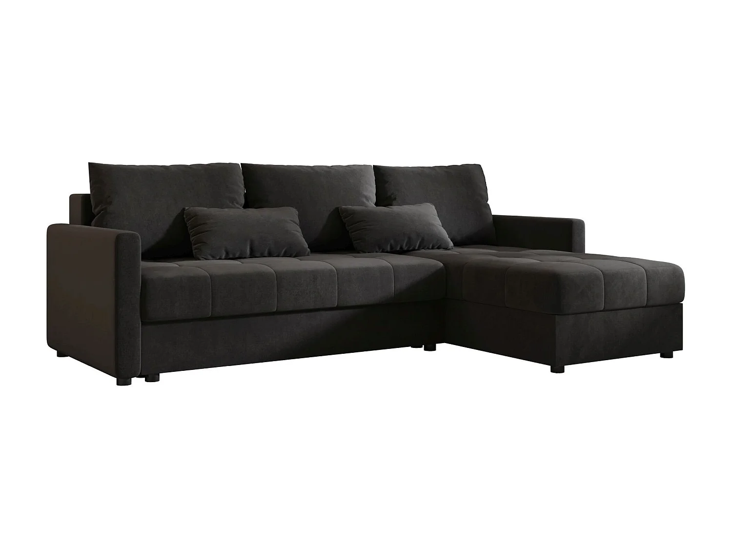 BEDANTE narożnik MOS L BIS Itaka 27 gris foncé droite avec fonction de lit canapé en L avec coffre de rangement canapé de salon, canapé convertible