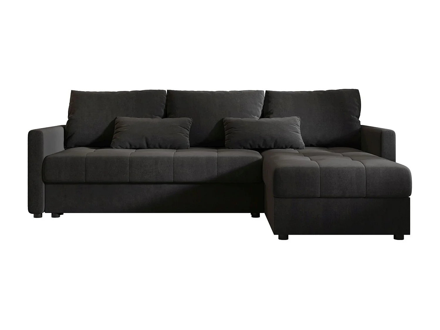 BEDANTE narożnik MOS L BIS Itaka 27 gris foncé droite avec fonction de lit canapé en L avec coffre de rangement canapé de salon, canapé convertible