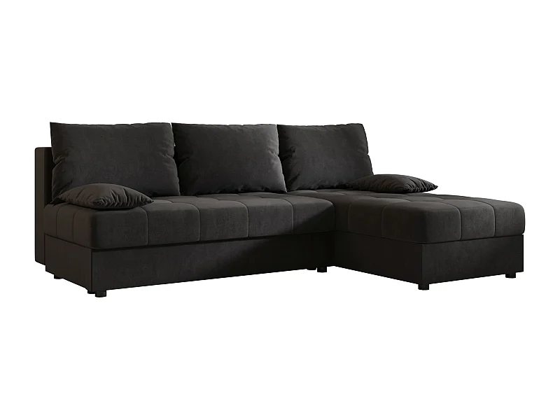 BEDANTE Ecksofa MOS L Itaka 27 Dunkelgrau Rechts mit Schlaffunktion L-Form Sofa mit Stauraum Bettkasten Wohnzimmersofa Couch Sofa Bettsofa Bettkasten Bettcouch