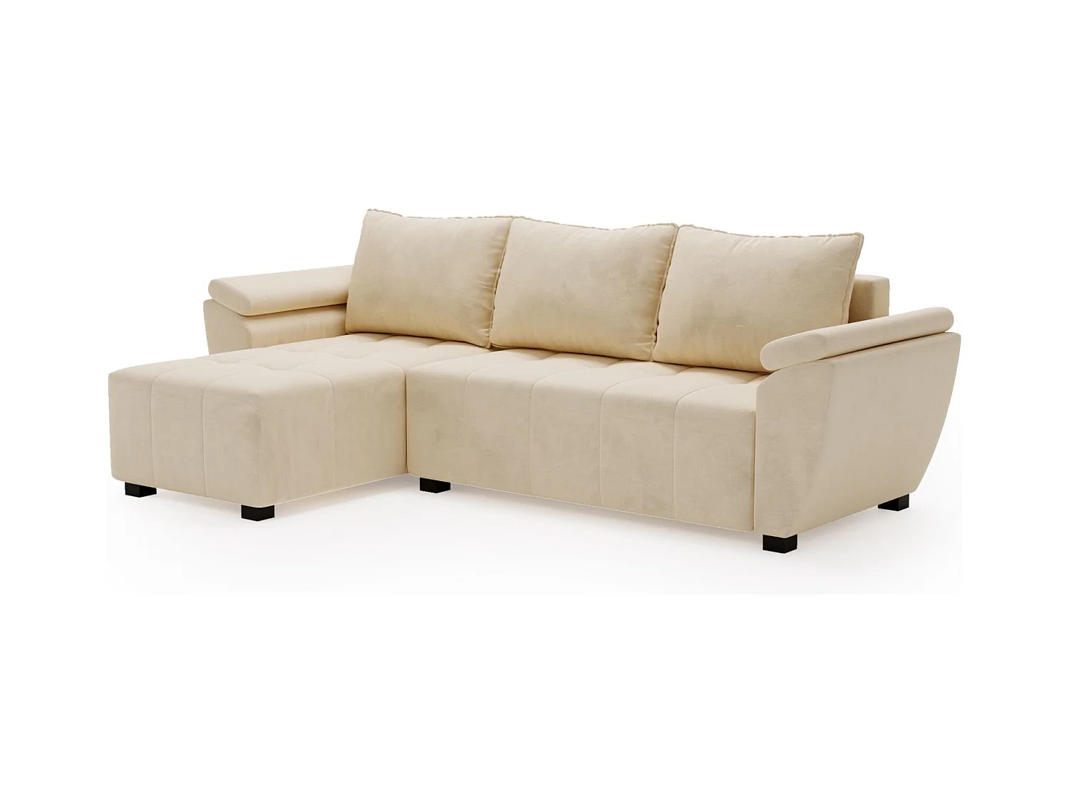 BEDANTE canapé d’angle ZEUS L Monolith 02 gauche beige avec fonction lit canapé en forme de L avec coffre de rangement canapé de salon canapé convertible