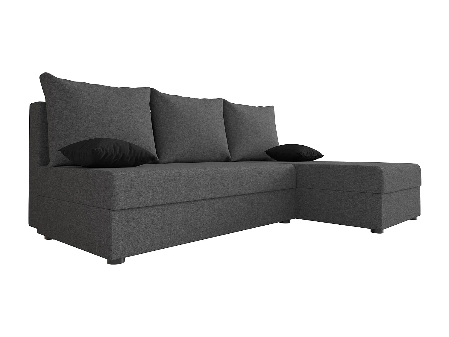 BEDANTE canapé d'angle HEWLET L Sawana 05 droite gris avec fonction de couchage canapé en forme de L