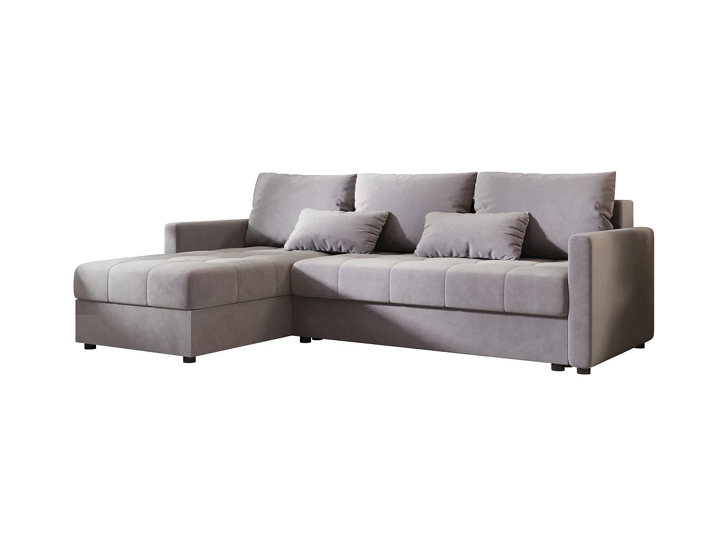 BEDANTE narożnik MOS L BIS Itaka 50 gris droite avec fonction de lit canapé en L avec coffre de rangement canapé de salon, canapé convertible