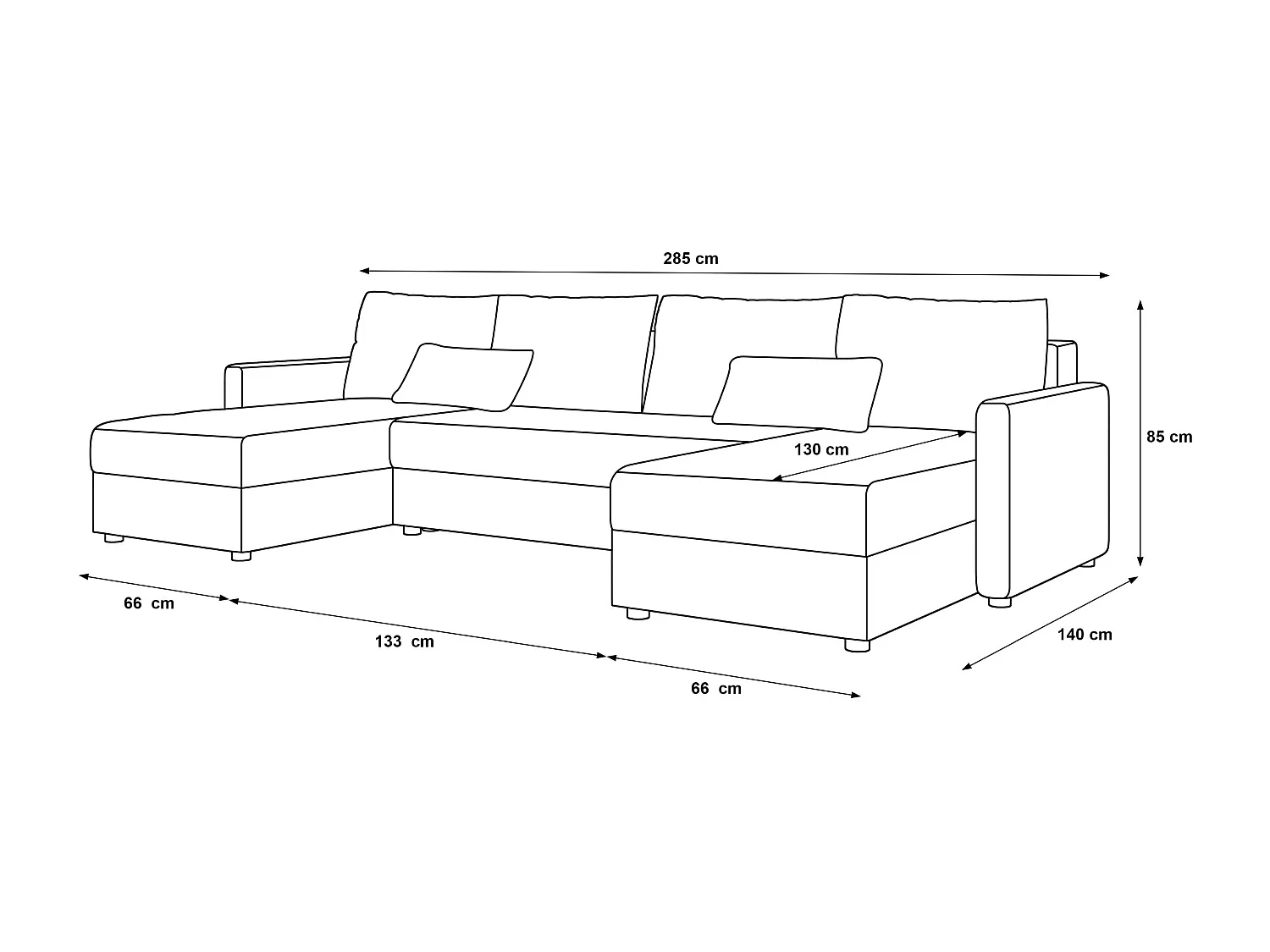 BEDANTE canapé d'angle MOS U BIS Itaka 48 marron avec fonction de couchage canapé en U avec coffre de rangement
