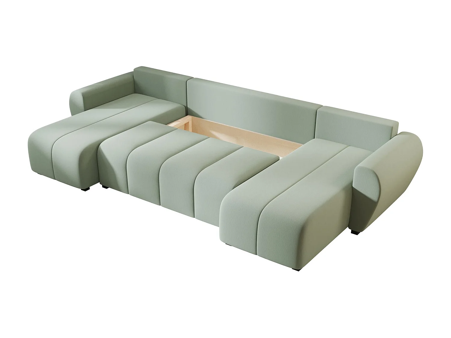 Canapé d'angle BEDANTE MOLISA U Cosmic 16 noir avec fonction couchage Canapé d'angle en forme de U avec espace de rangement Coffre à literie