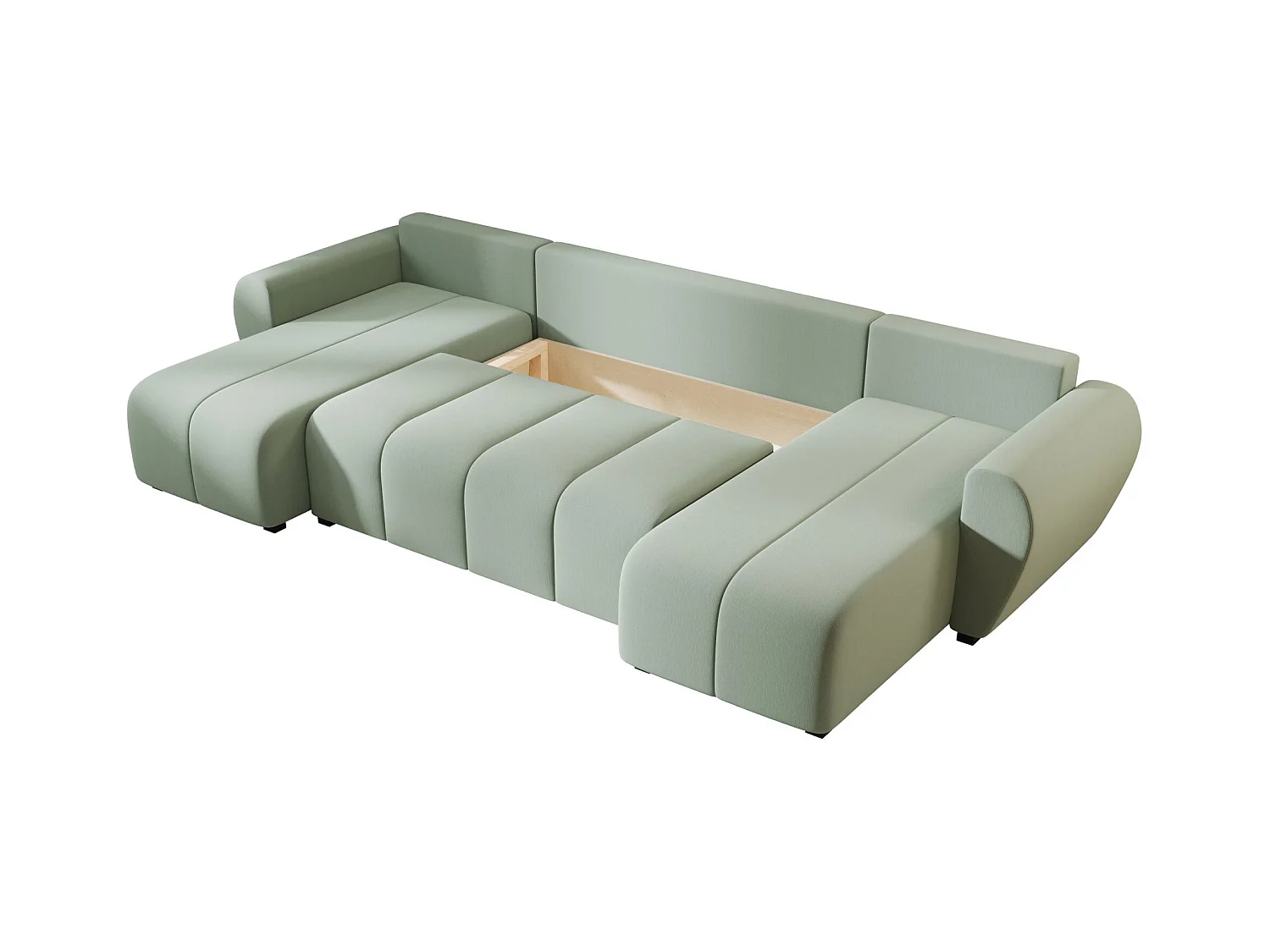 Canapé d'angle BEDANTE MOLISA U Cosmic 16 noir avec fonction couchage Canapé d'angle en forme de U avec espace de rangement Coffre à literie