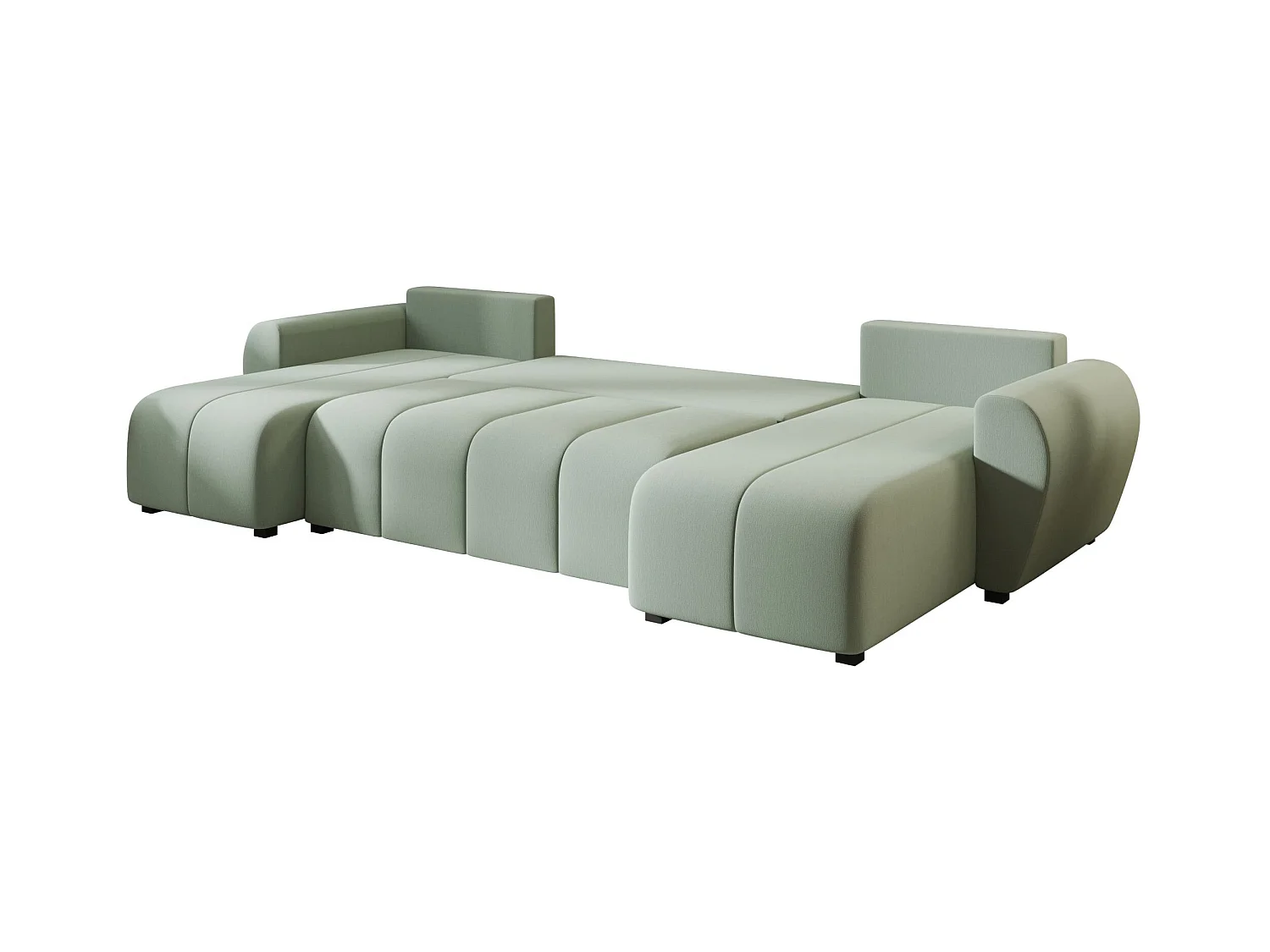 Canapé d'angle BEDANTE MOLISA U Cosmic 16 noir avec fonction couchage Canapé d'angle en forme de U avec espace de rangement Coffre à literie