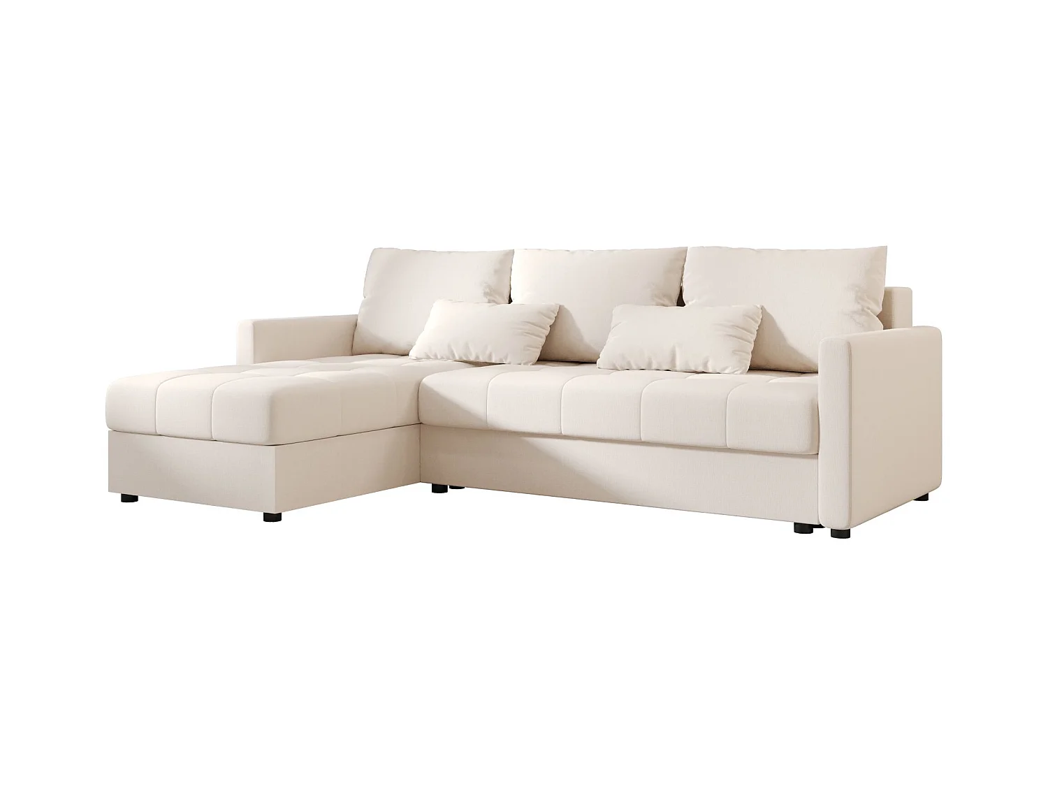 BEDANTE narożnik MOS L BIS Cosmic 10 beige gauche avec fonction de lit canapé en L avec coffre de rangement canapé de salon, canapé convertible