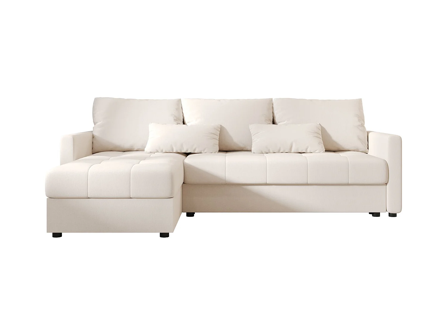 BEDANTE narożnik MOS L BIS Cosmic 10 beige gauche avec fonction de lit canapé en L avec coffre de rangement canapé de salon, canapé convertible