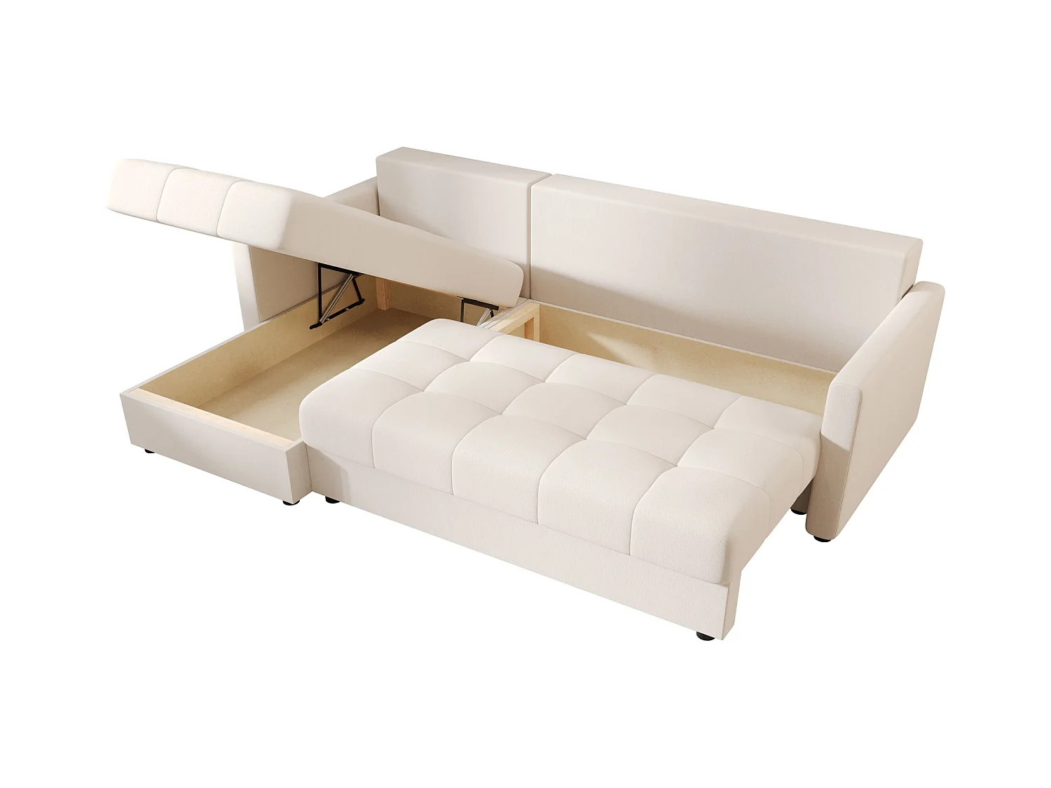 BEDANTE narożnik MOS L BIS Cosmic 10 beige gauche avec fonction de lit canapé en L avec coffre de rangement canapé de salon, canapé convertible