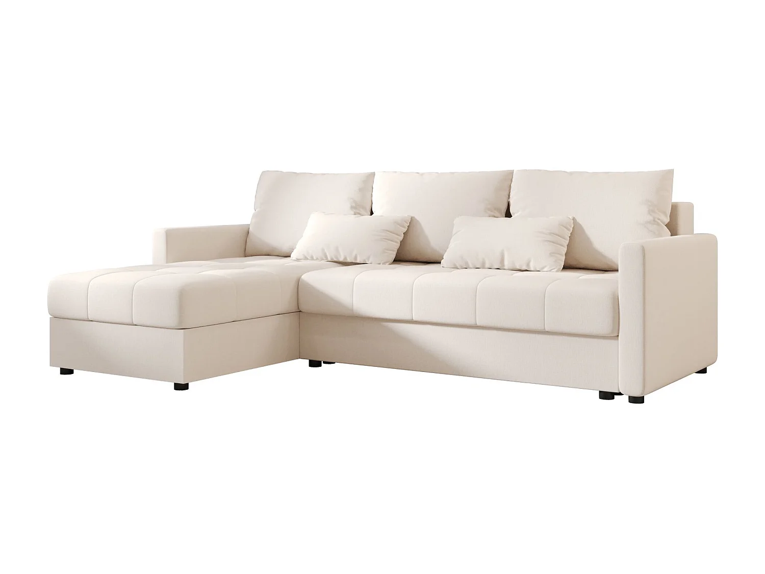 BEDANTE narożnik MOS L BIS Cosmic 10 beige gauche avec fonction de lit canapé en L avec coffre de rangement canapé de salon, canapé convertible